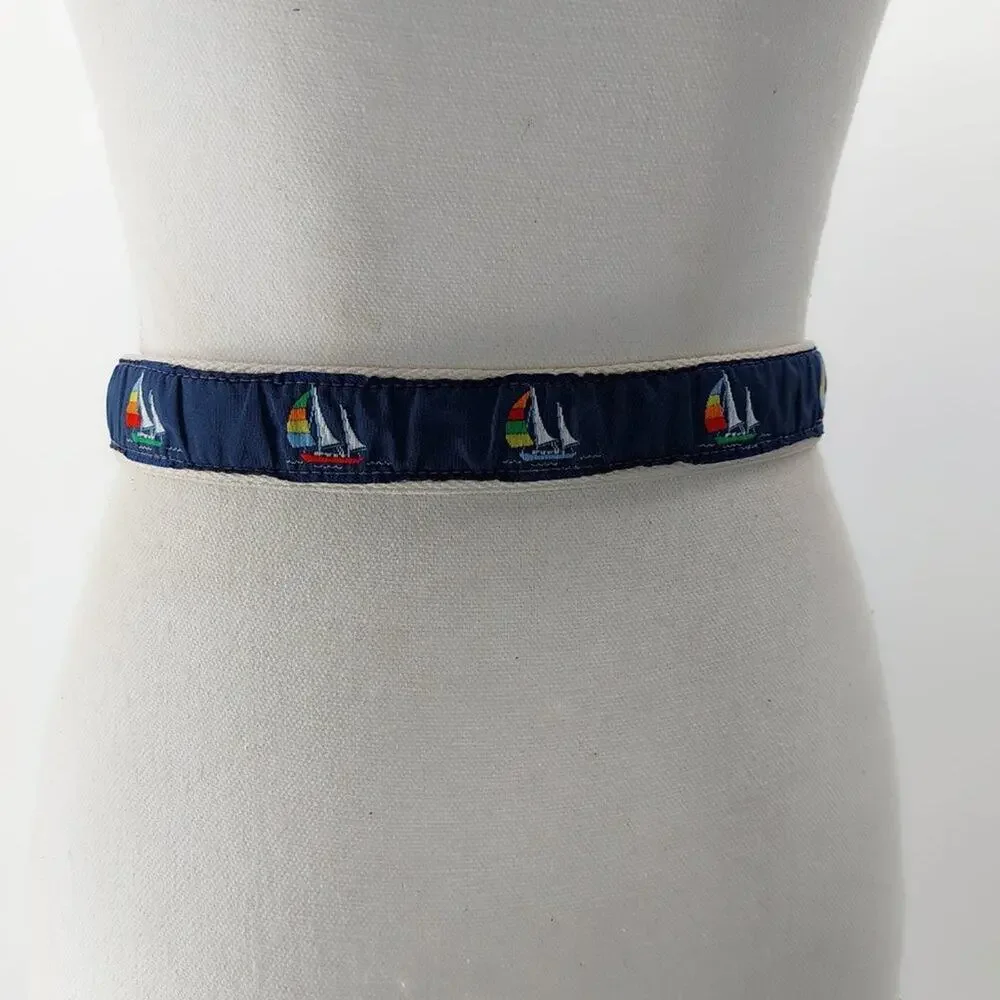 Childs Belt Cape Cod Canvas Sail Boat Navy Blue Weaved